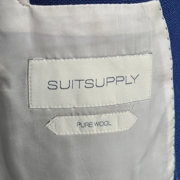 SUITSUPPLY Sienna Single Breasted INT Dark Blue Striped Wool Sz 44 R Suit Jacket